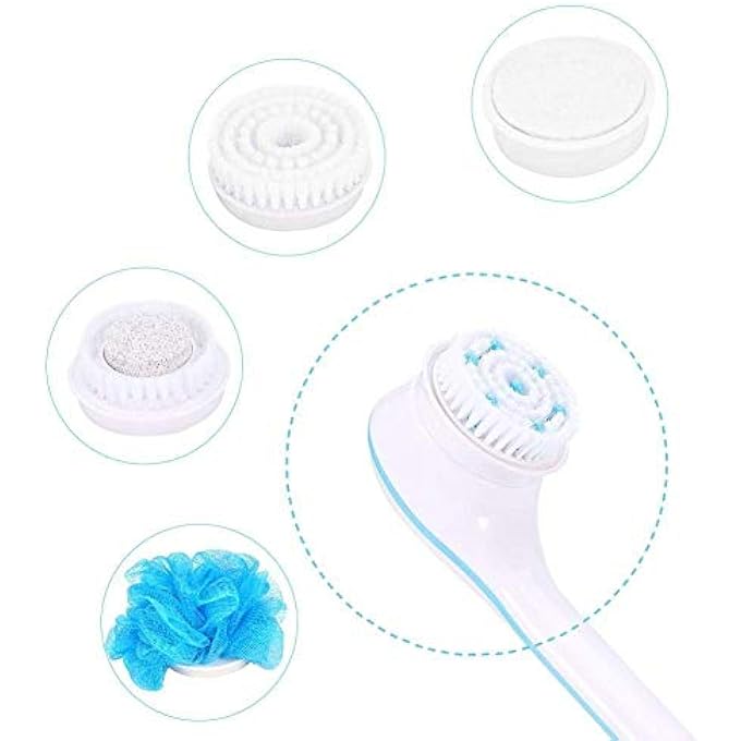 Spin Spa Body Shower Brush, Back Cleansing Massage Scrubber, 5 in 1 Electric Bath Spin Spa Massage Brush Kitï¼ˆBattery Not Includedï¼‰ - Image 4